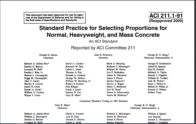 Standard Practice for Selecting Proportions for Normal, Heavyweight, and Mass Concrete 2