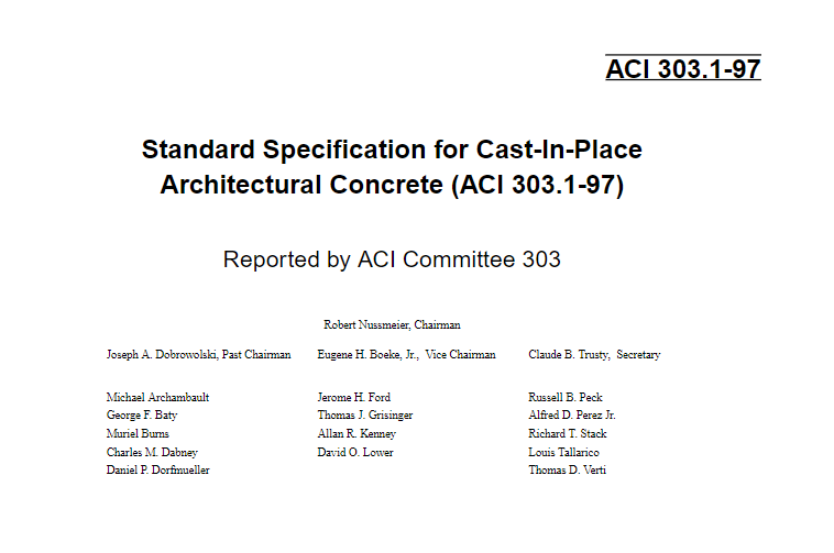 Standard Specification for Cast-In-Place Architectural Concrete (ACI 303.1-97) 2
