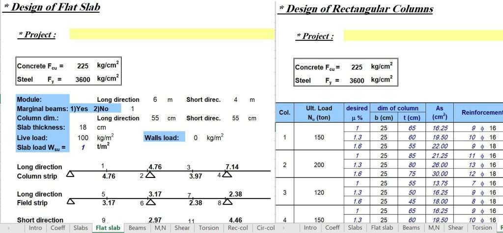 Amazing Excel Sheet to Design all Structural Elements 2