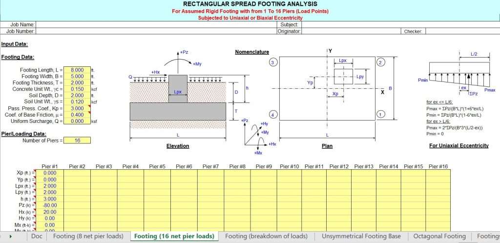 Excel Sheet to Design all Types of Footings 15