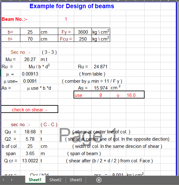 Example for Design of beams 2